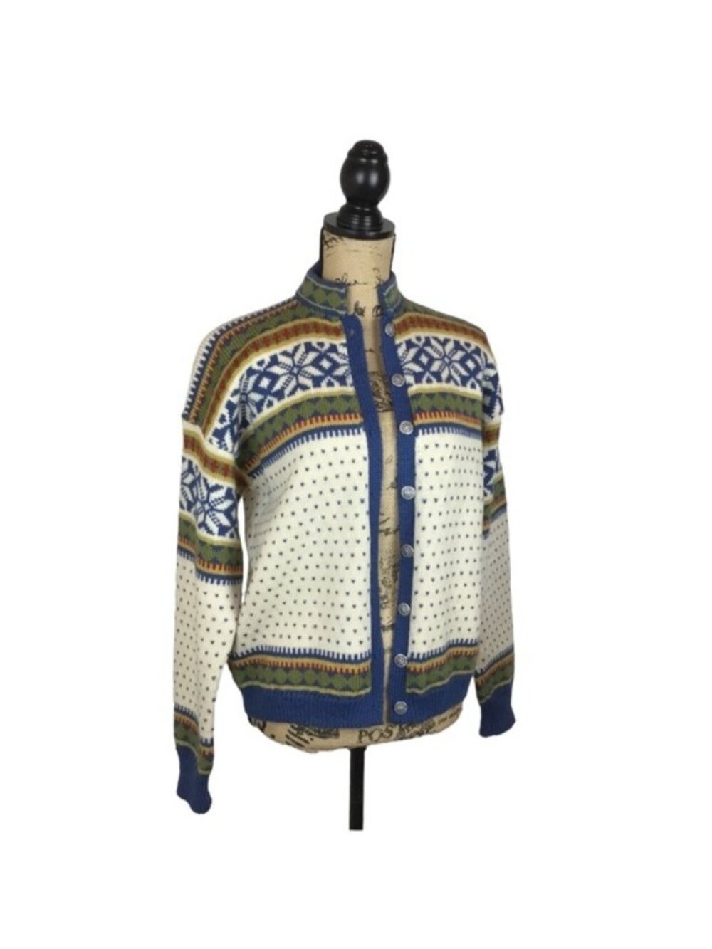 Viking Knit Handmade in Norway Wool Cardigan Vintage Womens Large